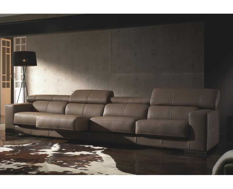 Sofá 4 plazas de piel relax con asientos deslizantes DALBERT