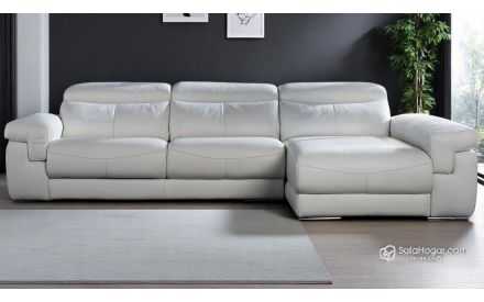 Chaise Longue Moderna Piel Natural Blanca Deslizantes Arcón Modelo ACHE