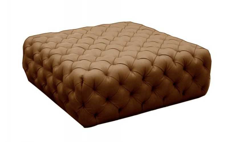 Puff Mesa Centro Cuadrada Chester Piel - Modelo Inglés